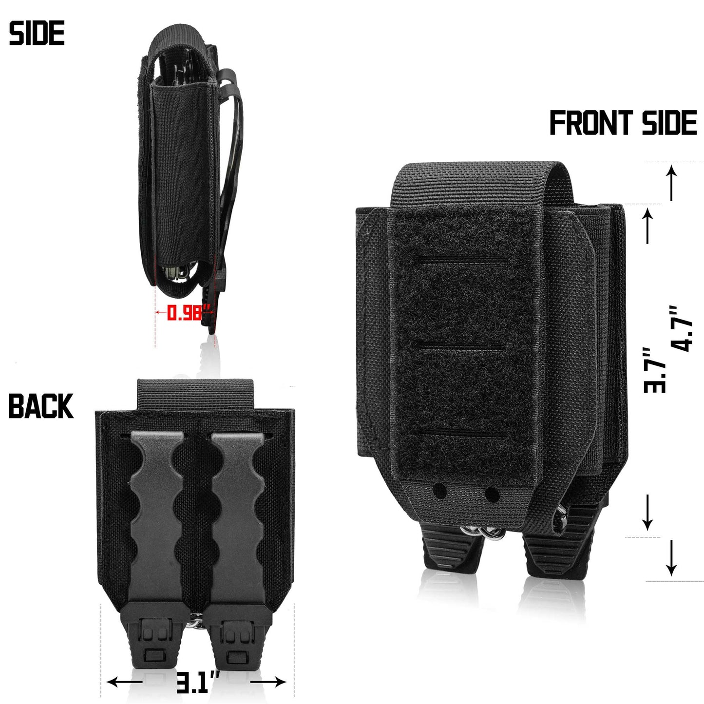 Molle Handcuff Pouch, Upgrade Laser Cut Handcuffs Case, Tactical Hand Cuff Holster Fit Chained Cuffs/Hinged Cuffs/Folding Rigid Cuffs/S&W Cuffs (2 Pack)