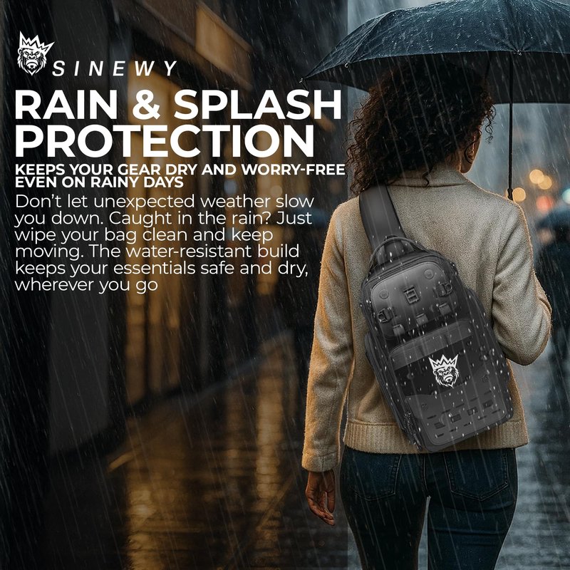 Sinewy 10L Crossbody Sling Bag, Water and Scratch Resistant Shoulder Bag for Men & Women, Lightweight with Smooth Zippers, Ideal for Travel, Hiking, Daily Use & Outdoor Activities