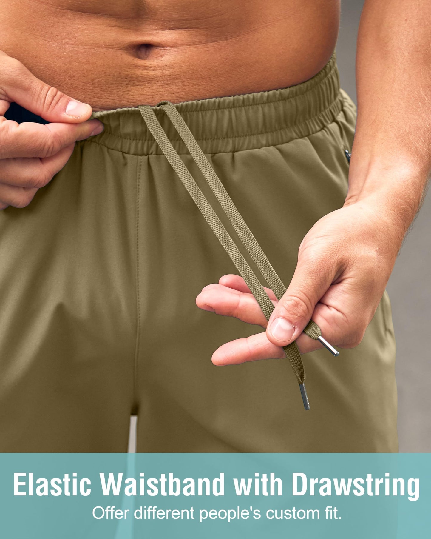 G Gradual Men's Athletic Running Shorts with Zipper Pockets Quick Dry 7"/ 5"/ 9" Workout Gym Shorts for Basketball Hiking(Dusty Khaki,7M)