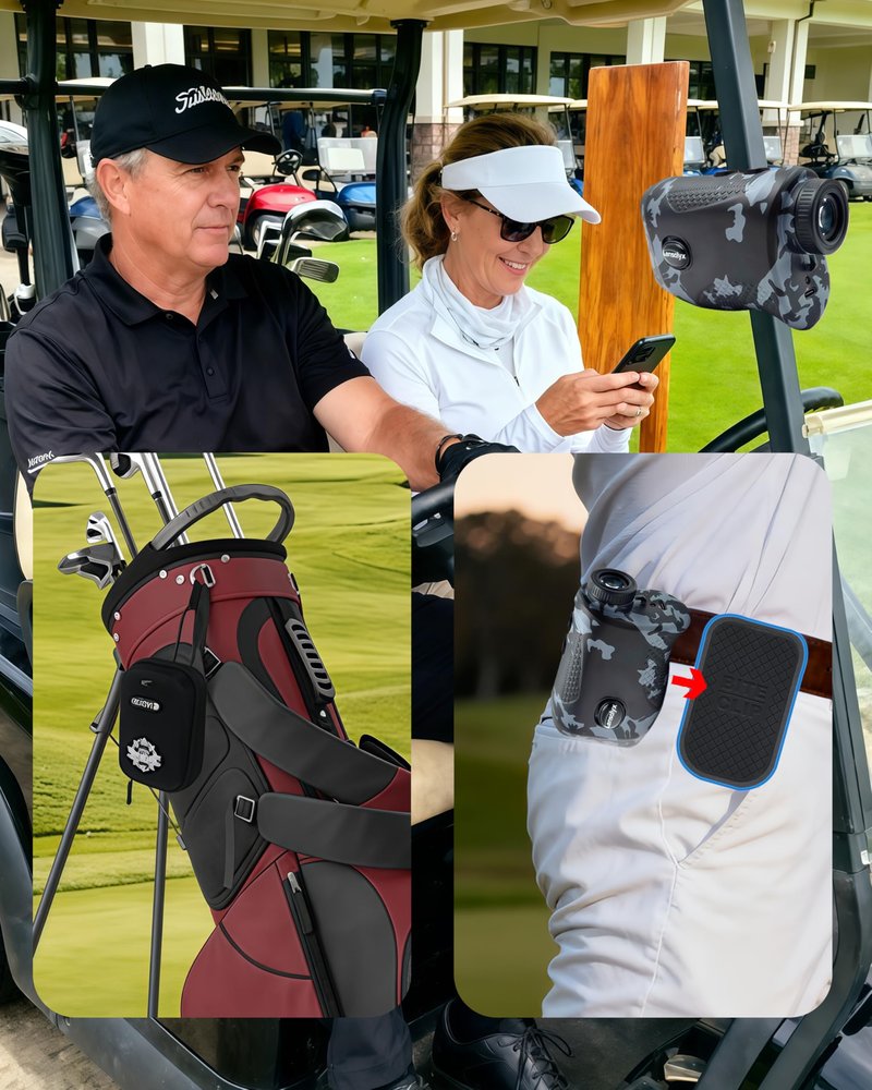 Lensalyx Golf Rangefinder with Slope Switch, 1200 Yards Range Finder Golfing with Flag Lock, 7X Magnification,Flag Pole Locking with Pulse Vibration, Rechargeable,Golf Accessories for Men