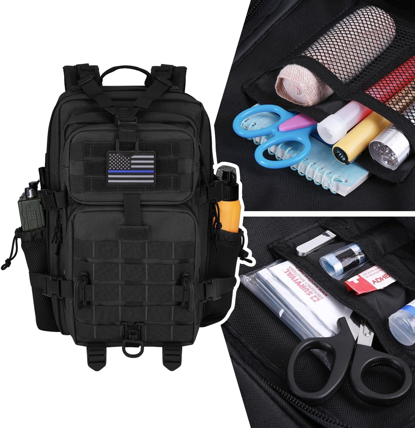 Hannibal Tactical 30L MOLLE Assault Pack - Military Backpack for Camping & Hiking | Black