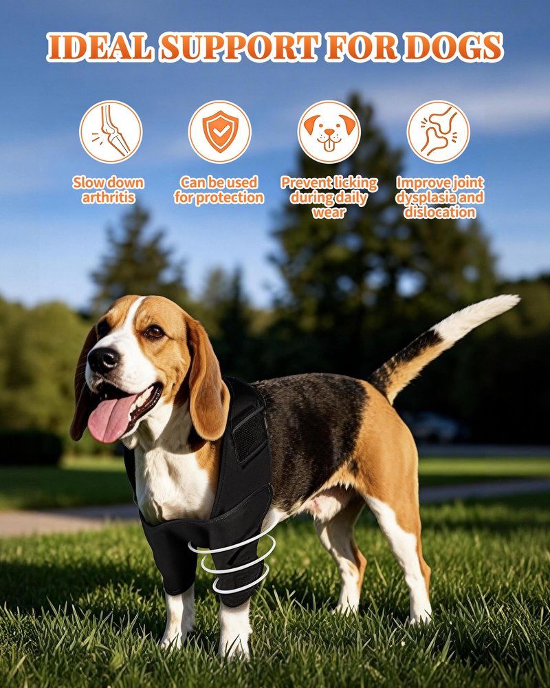 Petanims Dog Front Leg Brace - Knee/Carpal/Wrist Support for Dogs, Adjustable Dog Elbow Brace with Shoulder Support, Reflective Dog Elbow Protector for Pain Relief & Better Recovery, Small