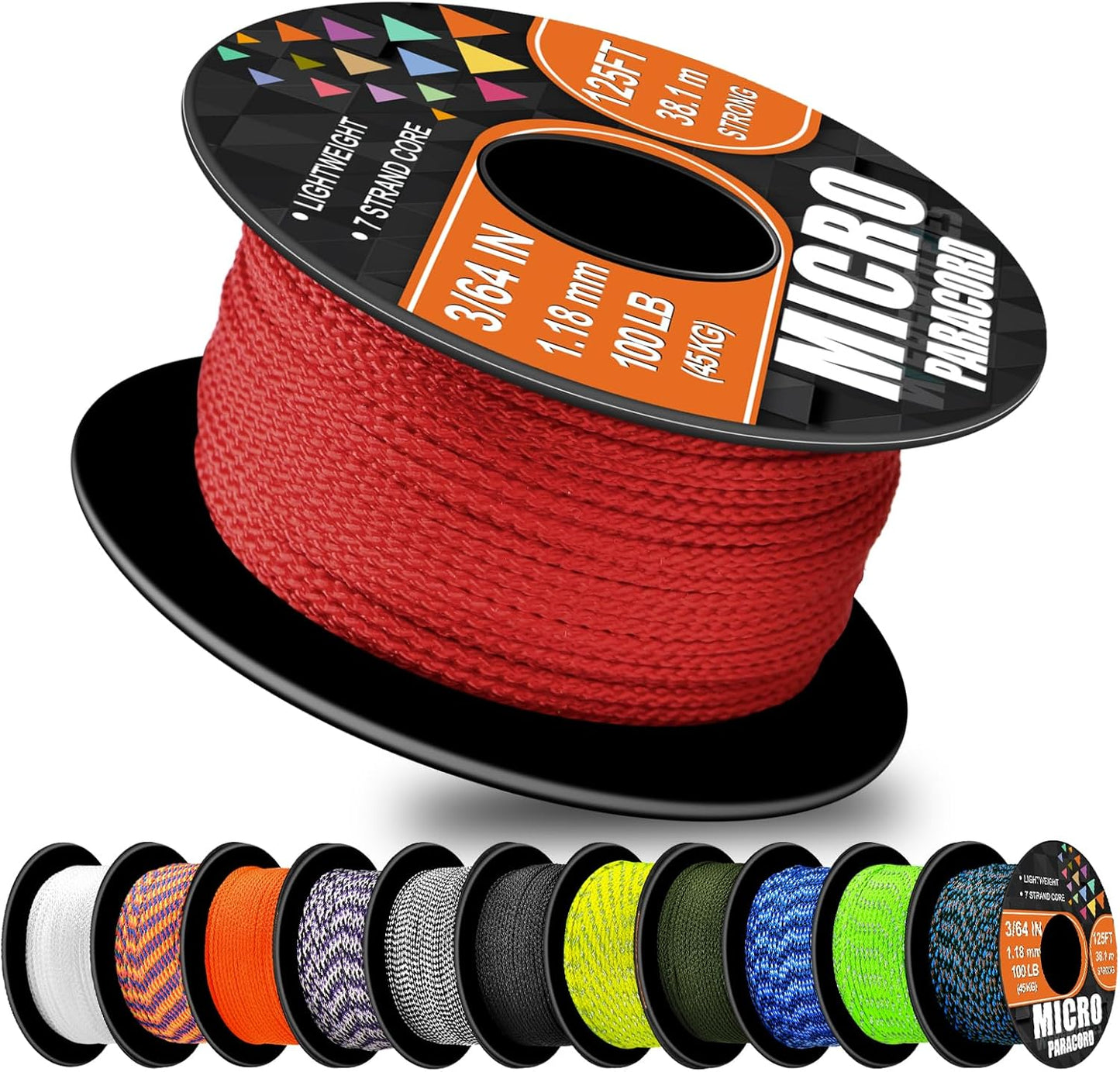 Micro Paracord 1.18mm - 125ft Lightweight Survival Cord for Bracelets, DIY Crafts | Red