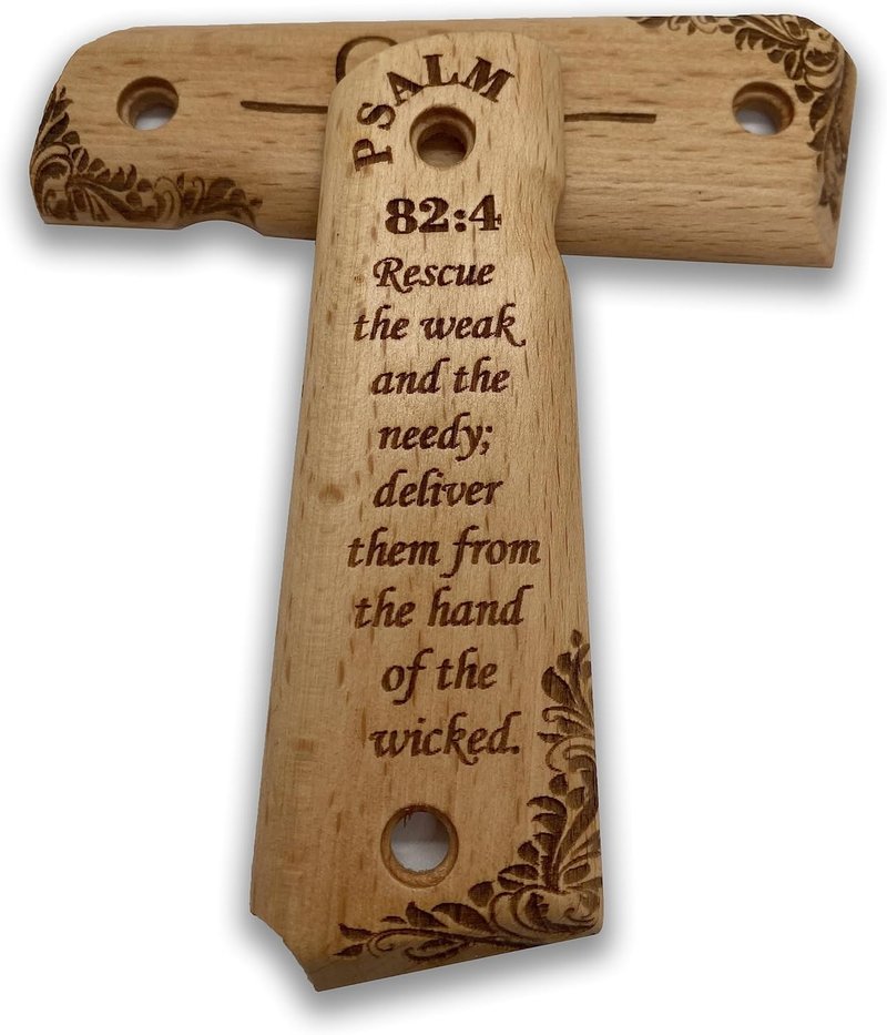 1911 Full Size Wooden Handgun Grips with Bible Verses - Fits Most 1911 Models | Durable & Stylish