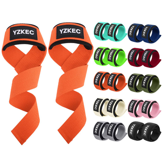 YZKEC 24" Cotton Weight Lifting Wrist Straps with Neoprene Cushioned Padded for Wrist Support and Protection，Weightlifting，Strength Training，Bodybuilding，Powerlifting，Dumbbell Workout，Men and Women