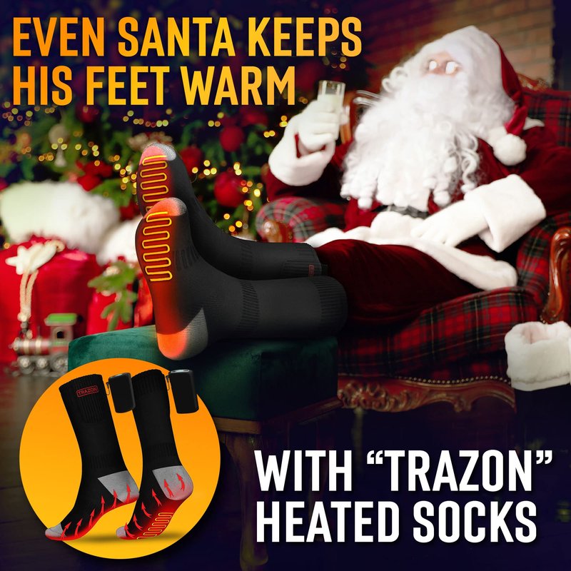 Heated Socks for Men and Women Rechargeable - Electric Battery Thermal Hunting Fishing Camping Skiing Cycling Running Washable Ergonomical with 4 Temp Modes 5V 5000mA Medium