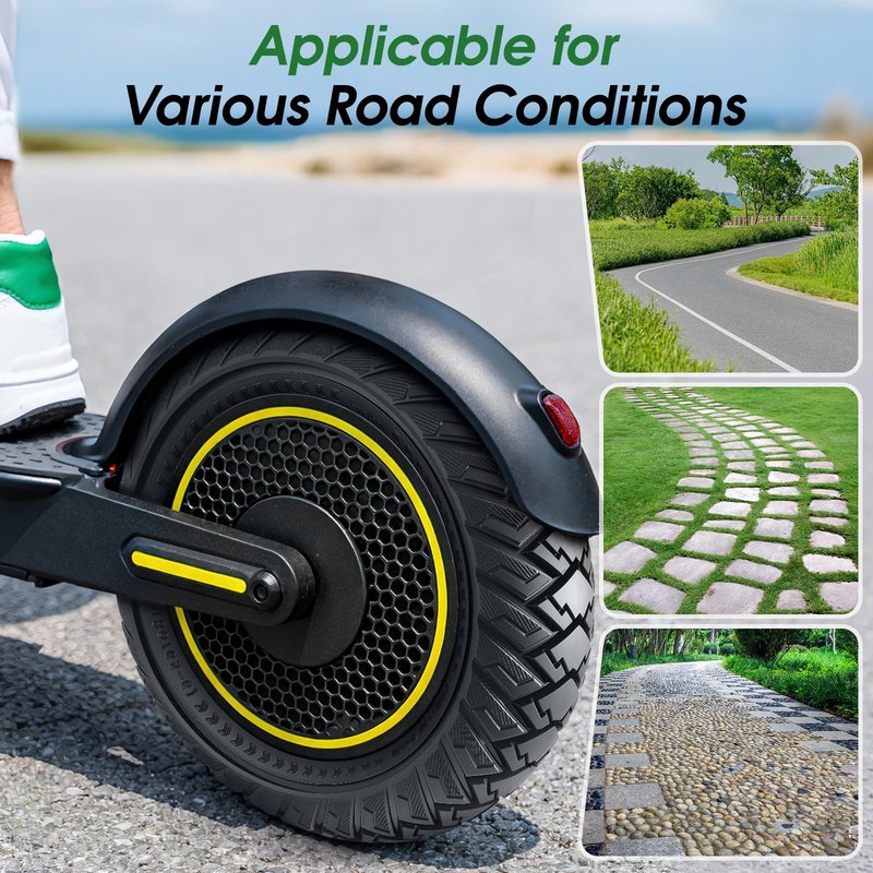 10x3 Scooter Tire, 2pcs 255 * 80 Solid Off-road Scooter Tires, Replacement Wheel Compatible with Zero 10X/ Vsett 10+/ Kugoo M4& M4 Pro/Techlife X7& X7s& X8& X8s/Motus PRO 10/ Joyor Y6S& S10S