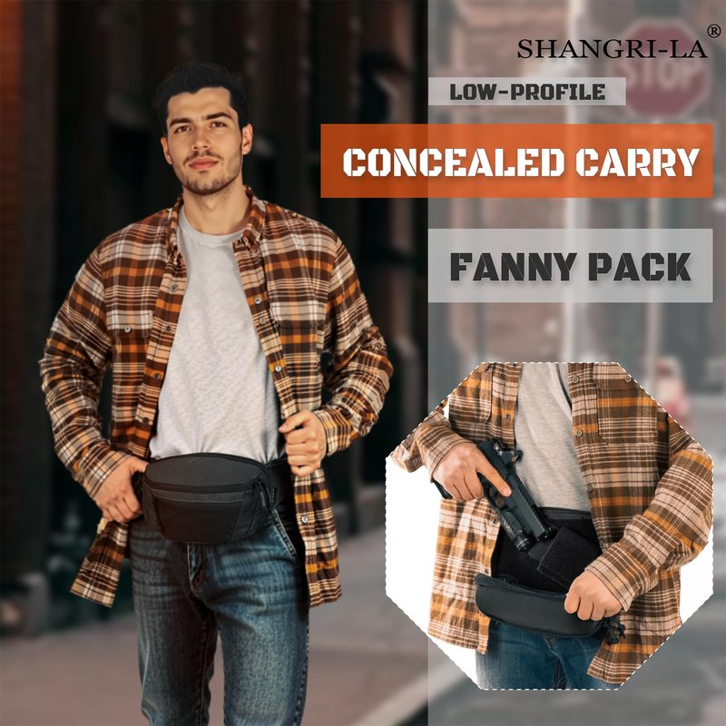 SHANGRI-LA Tactical Concealed Carry Fanny Pack for Men and Women, Low-Profile CCW Waist Bag, with Pistol Holster and Mag Holder, Multi-Use for Hiking, Travel, EDC