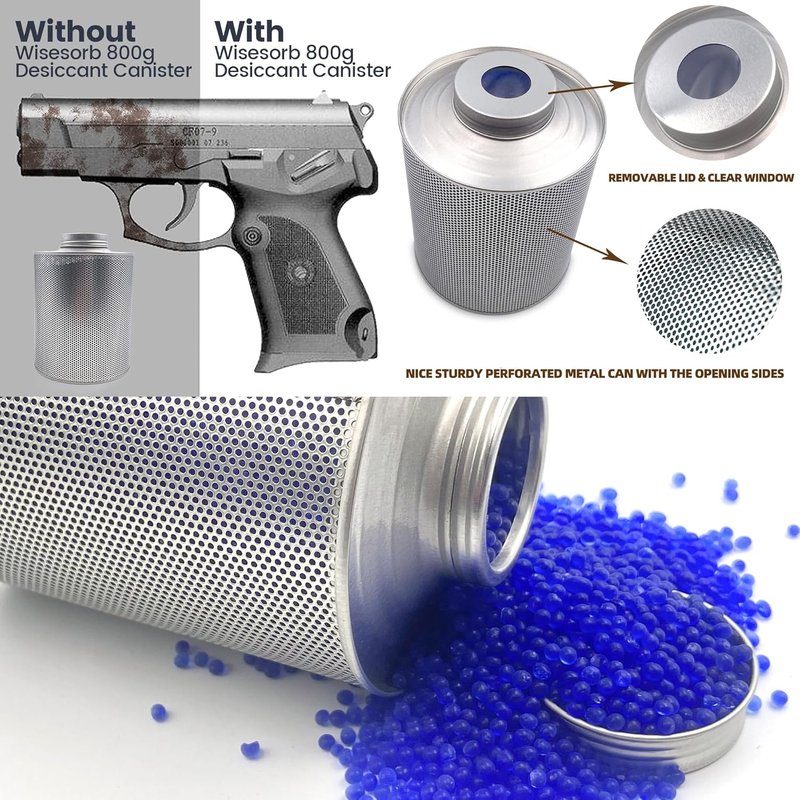 Wisesorb Rechargeable Gun Safe Dehumidifier | 800g Silica Gel Moisture Absorber for Room, Closet, Car