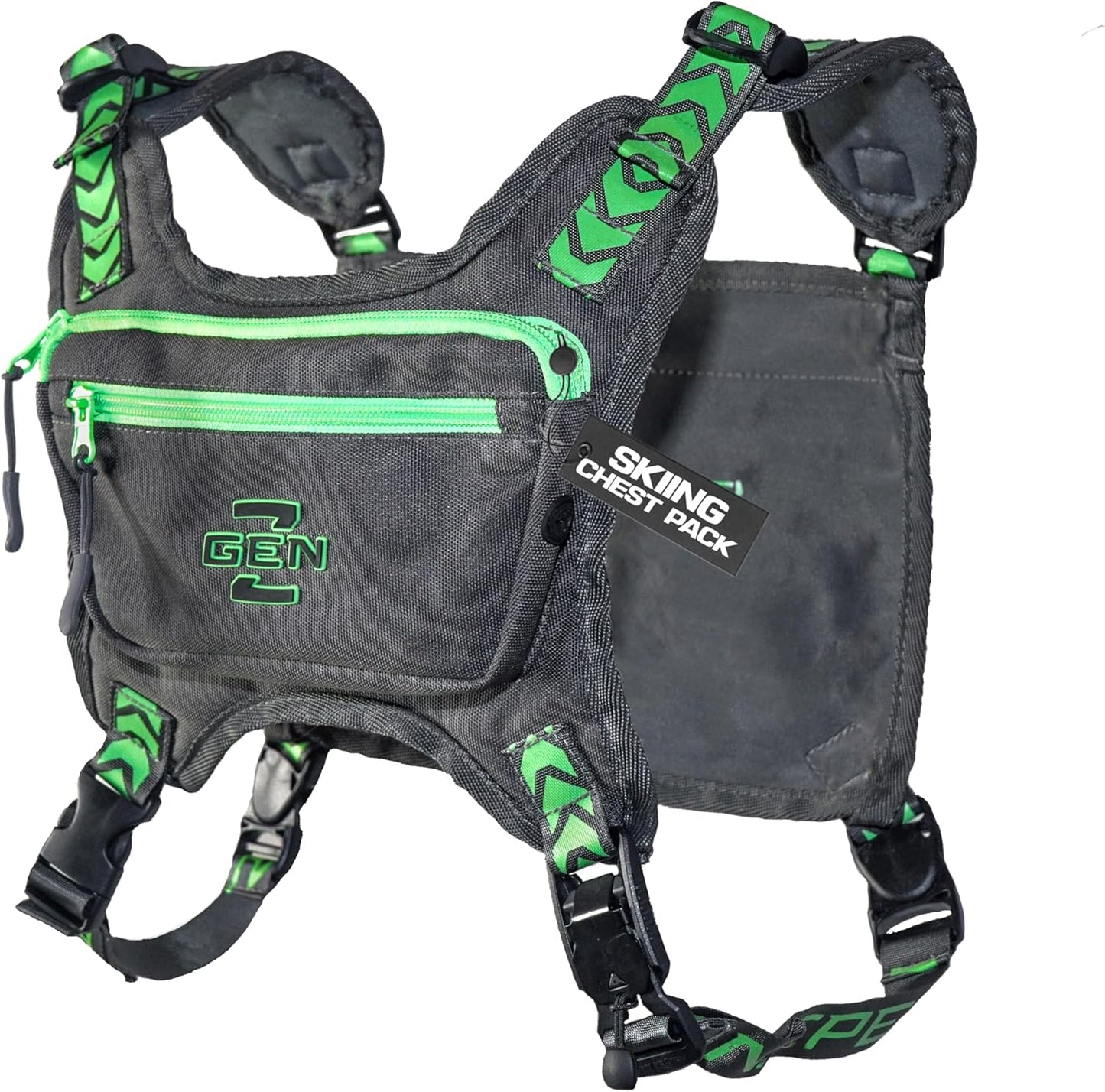 Ski & Snowboard Chest Pack - Lightweight Gunmetal Bag with 3 Pockets & No-Bounce Straps | Ideal for Winter Sports