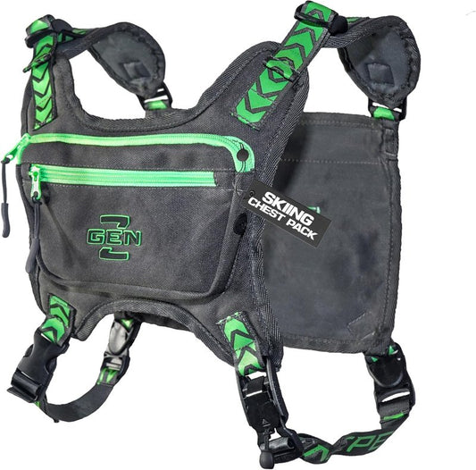 Ski & Snowboard Chest Pack - Lightweight Gunmetal Bag with 3 Pockets & No-Bounce Straps | Ideal for Winter Sports