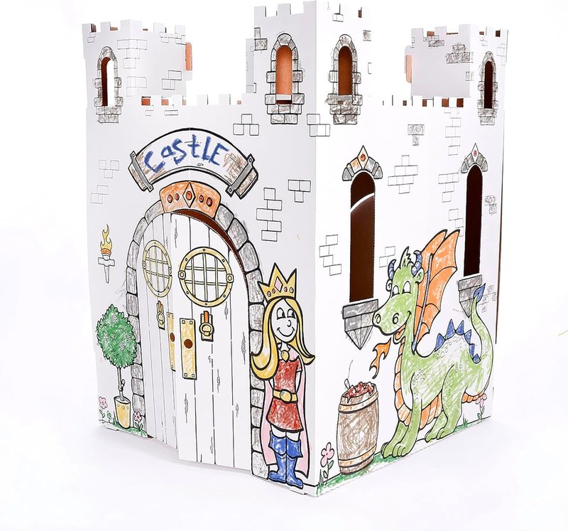 Fairy Tale Castle Playhouse - Creative Indoor/Outdoor Kids Art & Craft | 32" X 32" X 43.5", White, Age 3+