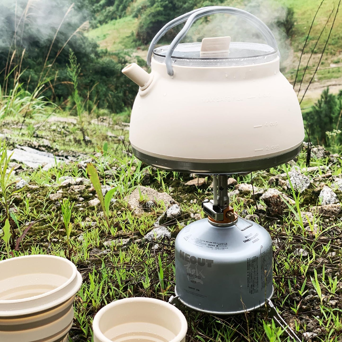 Portable Collapsible Camping Kettle, Coffee Pot for Hiking, Travel and Outdoors, 1.5L