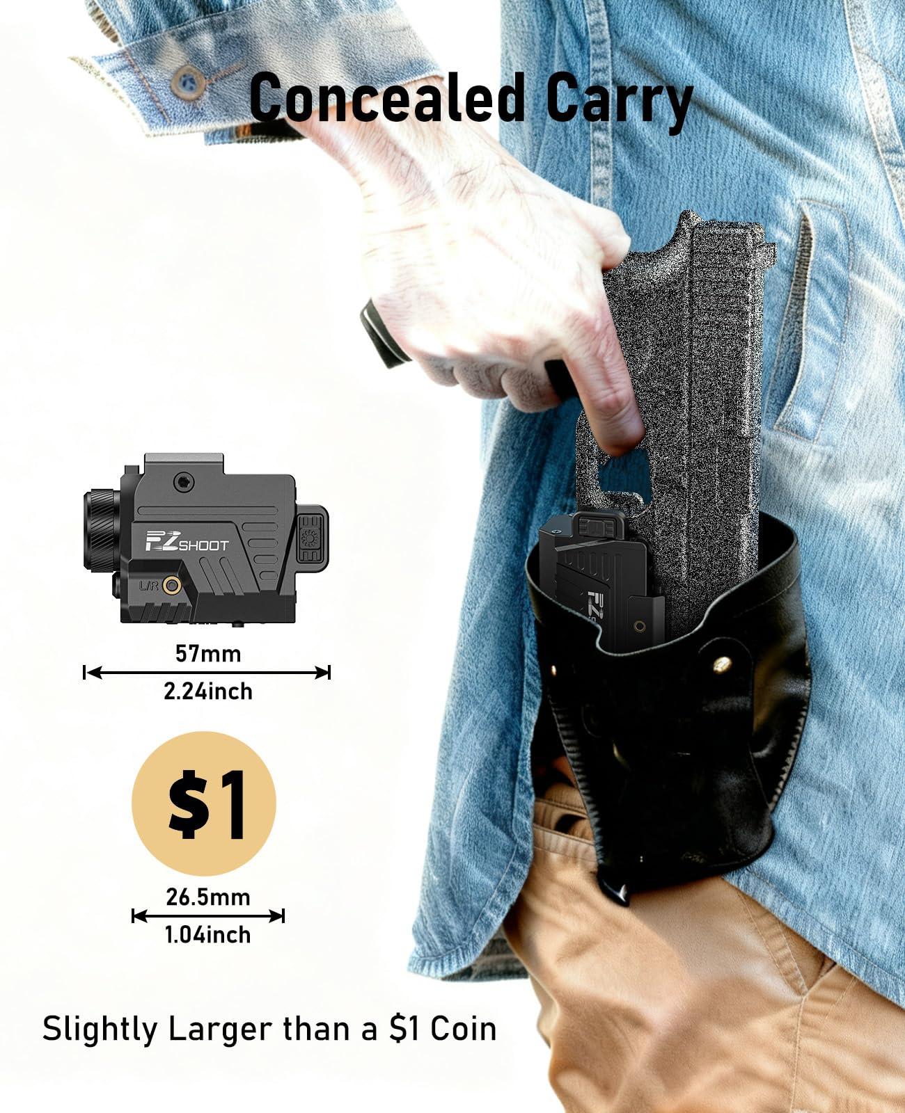 EZshoot 1000 Lumens Pistol Light Laser Combo - Rechargeable Gun Light with Slide Rail Compatible with Glock and Picatinny Rail, Pistol Flashlight with Blue Laser Beam for Home Defense,Range Training