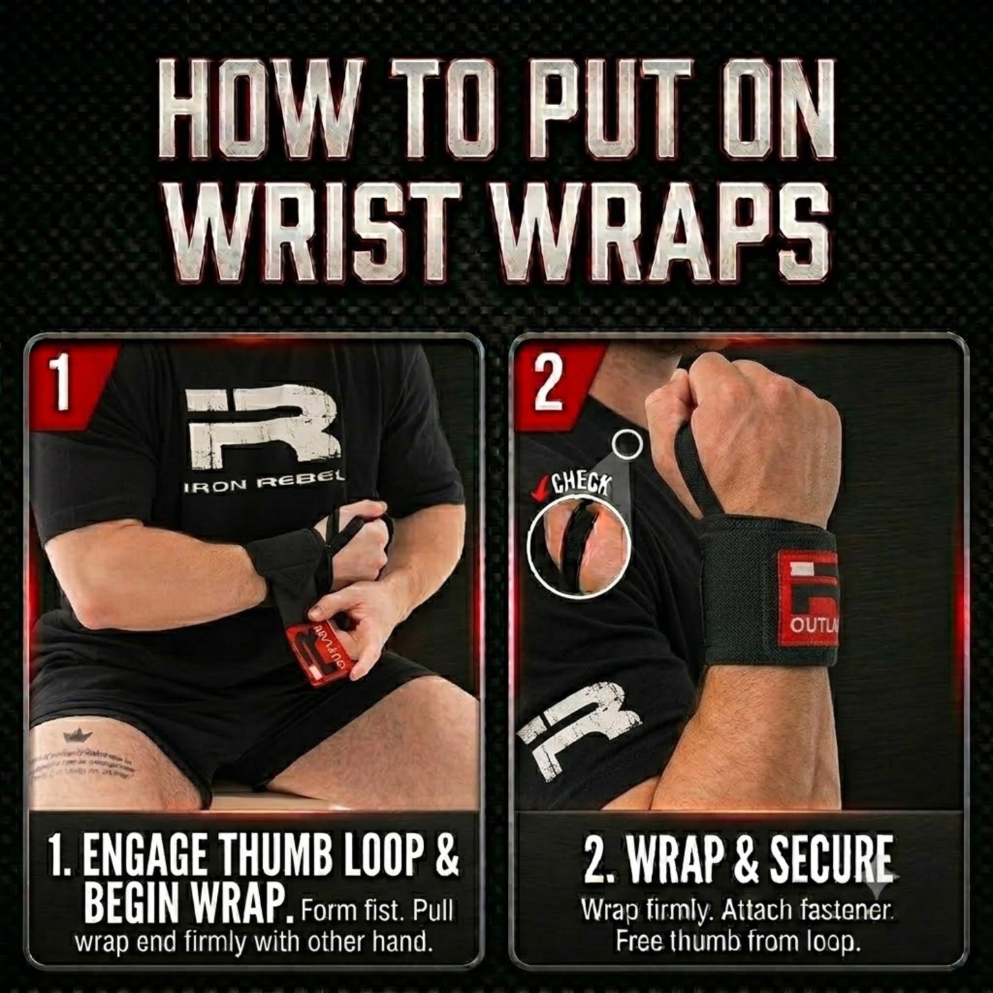 Iron Rebel Outlaw Wrist Wraps for Weightlifting & Powerlifting – Heavy Duty Wrist Support for Bench Press, Gym Training, CrossFit, Bodybuilding, Men & Women