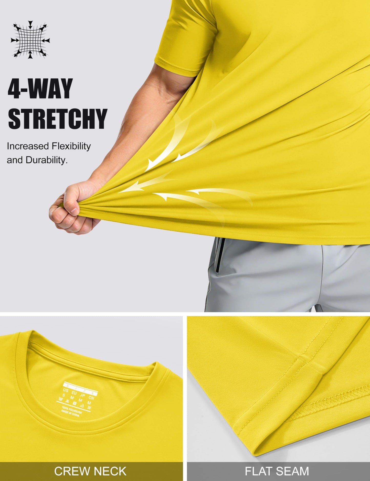Men's Sun Shirts Short Sleeve Running Shirts Dry Fit Summer Tee Cool Athletic T-Shirts