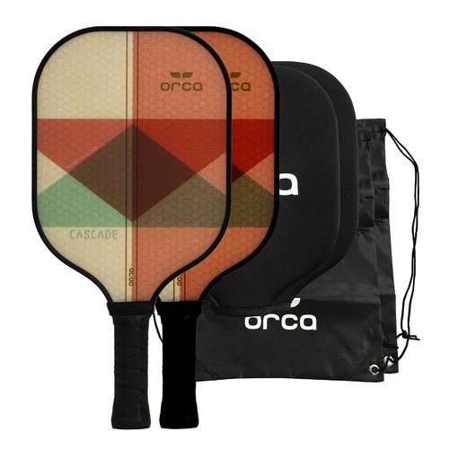 Orca Cascade USAPA Approved Pickleball Paddle 2-Pack Set with Polymer Honeycomb Core Fiberglass Surface and Padded Covers and Carry Bags