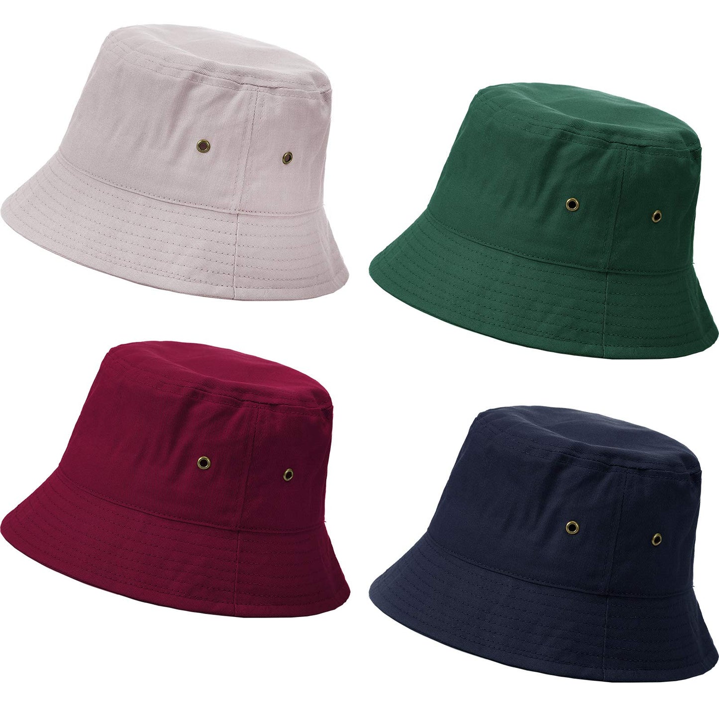 SATINIOR 4 Pieces Bucket Hat Sun Hat Packable Travel Hat Beach Fishing Hat for Men Women(Large)