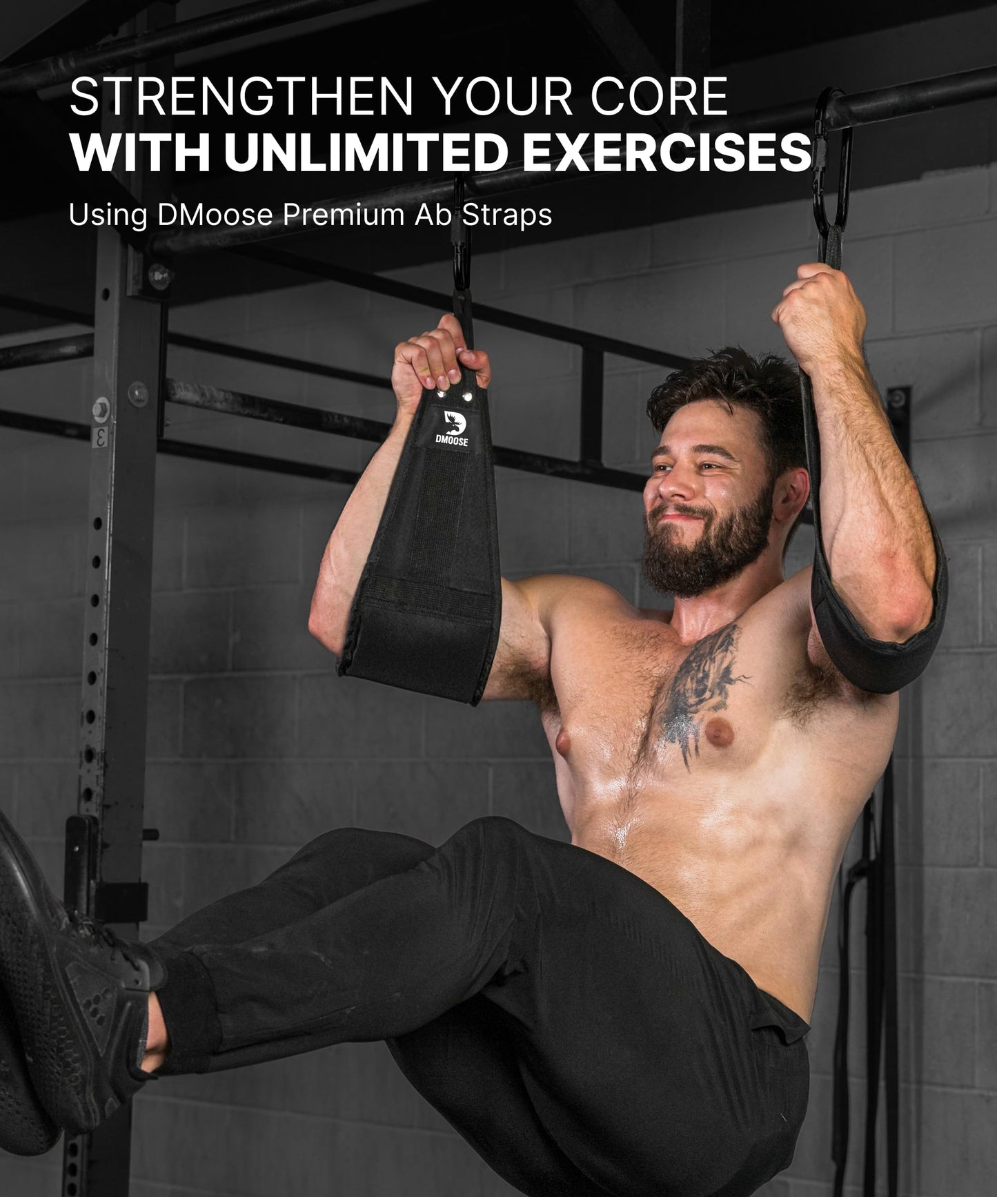 DMoose Fitness Premium Ab Straps for Abdominal Muscle Building, Arm Support for Ab Workout, Hanging Ab Straps for Pull Up Bar Attachment, Ab Exercise Gym pullup Equipment for Men Women (Brown)