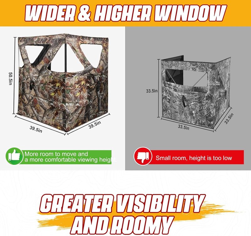 3-Panel See-Through Hunting Blind - Portable Pop-Up Ground Blind for Deer, Duck & Turkey | Includes Carrying Bag