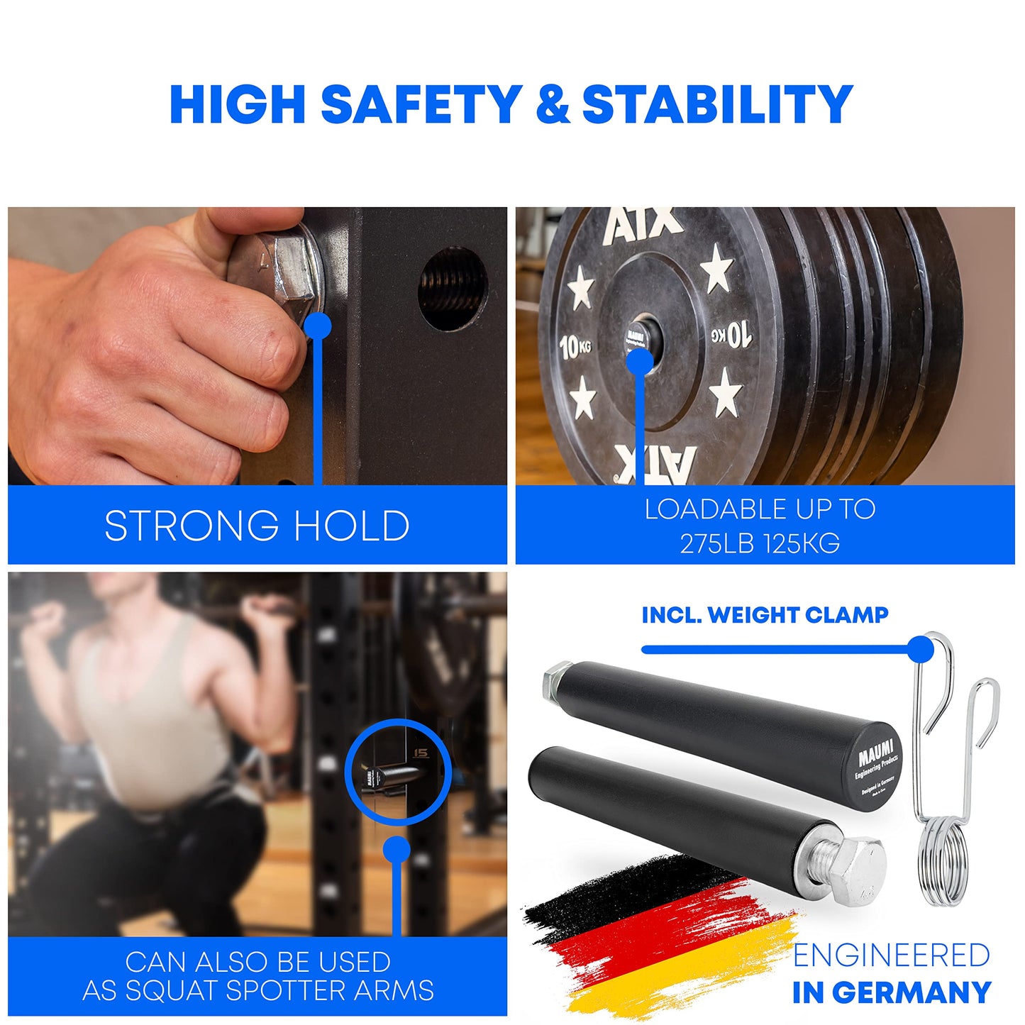 Weight Plate Holder Power Rack Attachment Barbell Safety Bars 2 Inch Olympic Plate Storage Power Squat Rack Holder Hooks Barbell Stand Holder Bar Weight Plates for 2x2 3x3 2x3 Power Cage Accessories