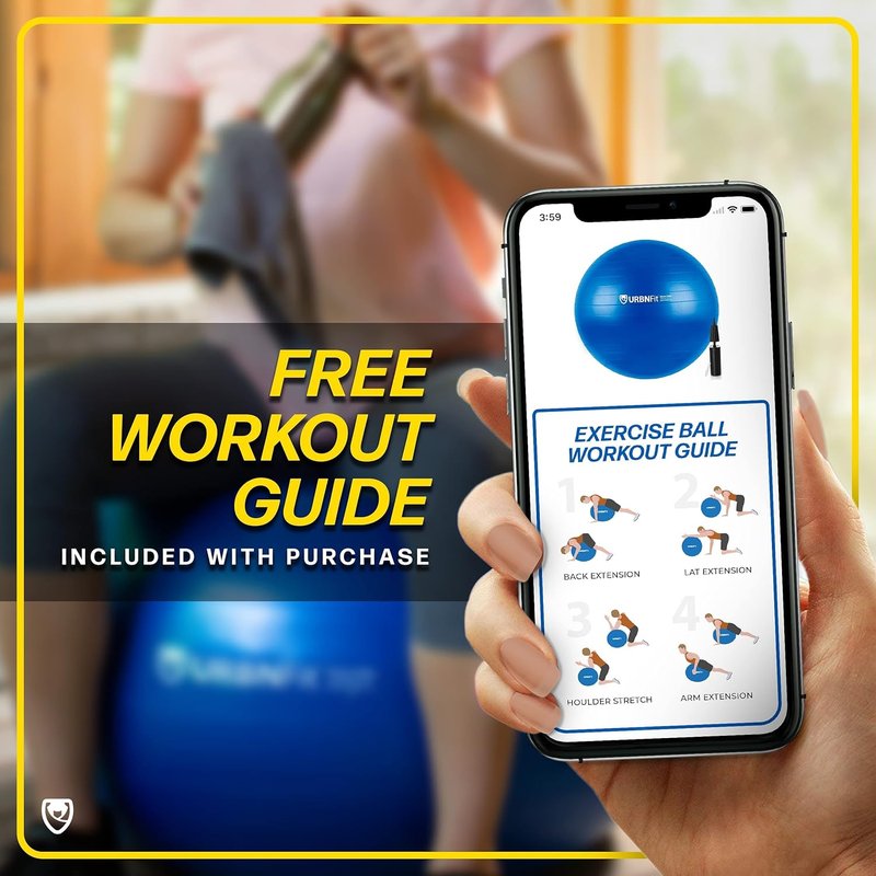 URBNFit Exercise Ball - Anti-Burst Yoga Ball for Stability & Pregnancy | Fitness Ball Chair for Home or Office