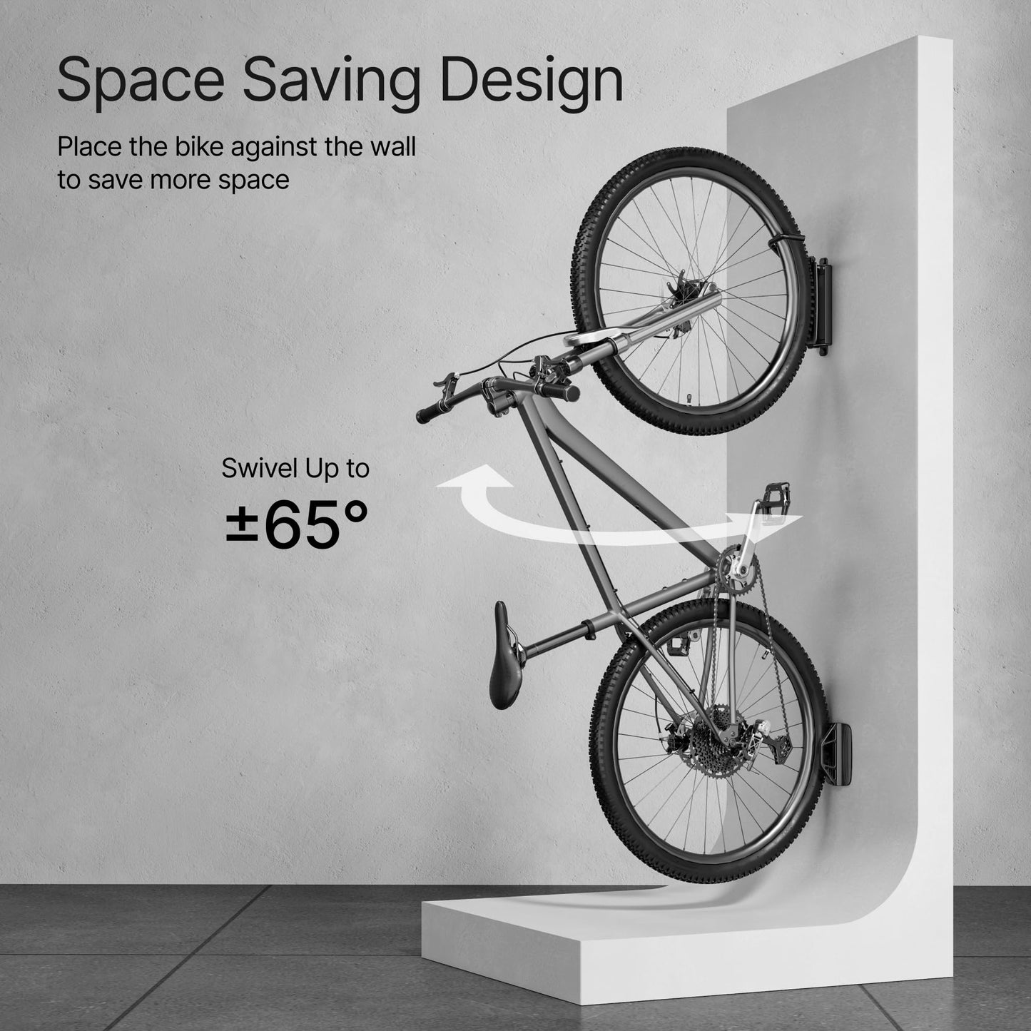 PEGZONE 4 Pack Bike Rack Garage, Bike Wall Mount Heavy Duty, Holds 77 Lbs, Swivel Bike Hangers for Garage, Adjustable Indoor Bike Storage for Bedroom Home Office, 4 Pack