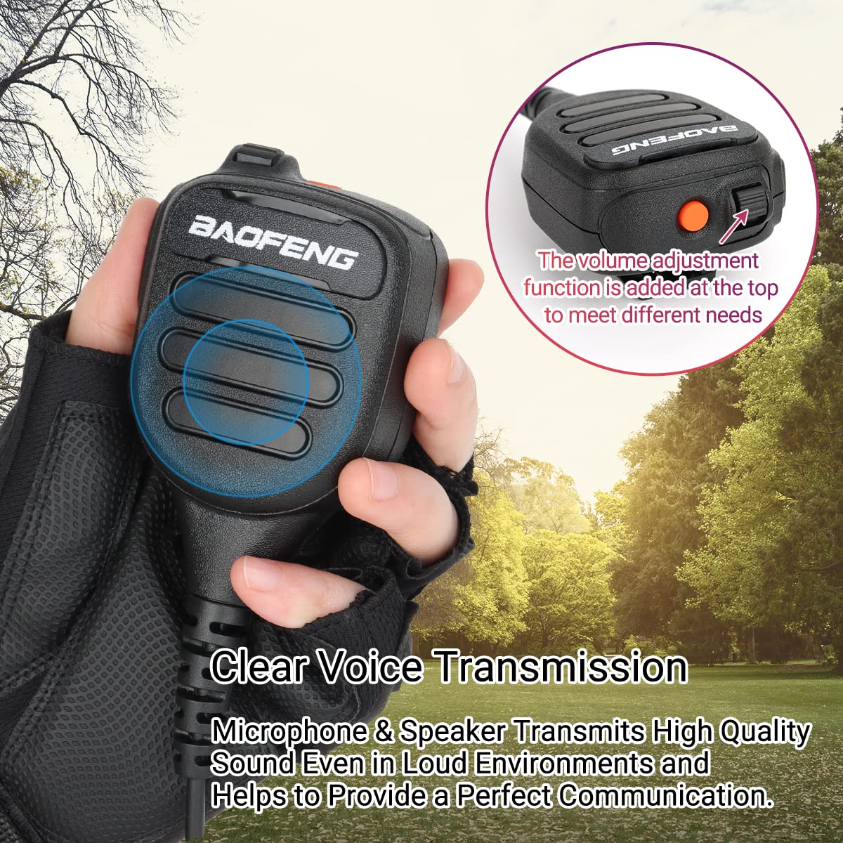 Baofeng Walkie Talkie Handheld Heavy Speaker BF-850 IP54 Waterproof Volume Adjustable Speaker Mic,Shoulder Microphone for BaoFeng UV-5R BF-F8HP UV-S9 Plus BF-888S,Kenwood BTECH Retevis Two Way Radio