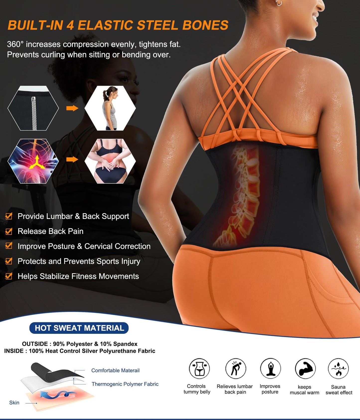 TrainingGirl Waist Trainer for Women Working Out Trimmer Sweat Belly Band