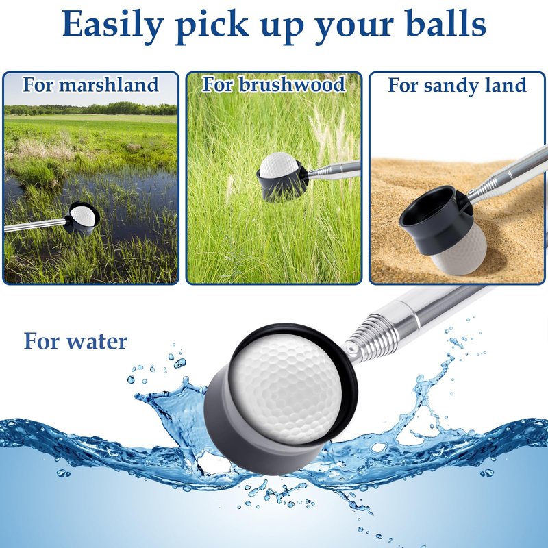 Vokvaktak 9Ft Golf Ball Retriever Telescopic, Stainless Golf Ball Retriever for Water, Golf Ball Grabber, Golf Accessories Gifts for Men Women