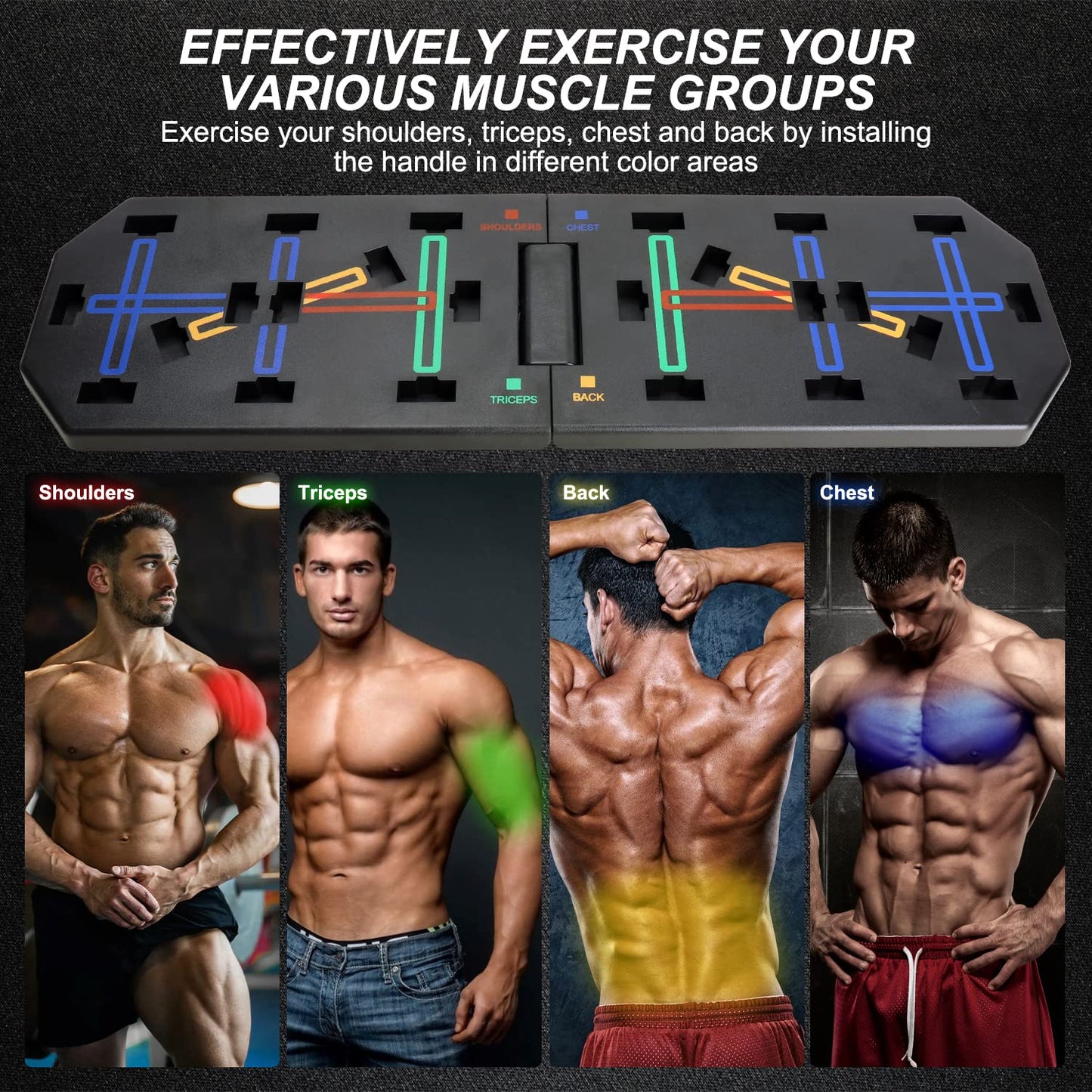 Push Up Board, Enhanced Multi-function Foldable Push Up Bar with Resistance Bands, Portable Strength Training Equipment, Push Up Handles for Perfect Pushups, Professional Push Up Workout Equipment for Home Gym (Pushup Board)