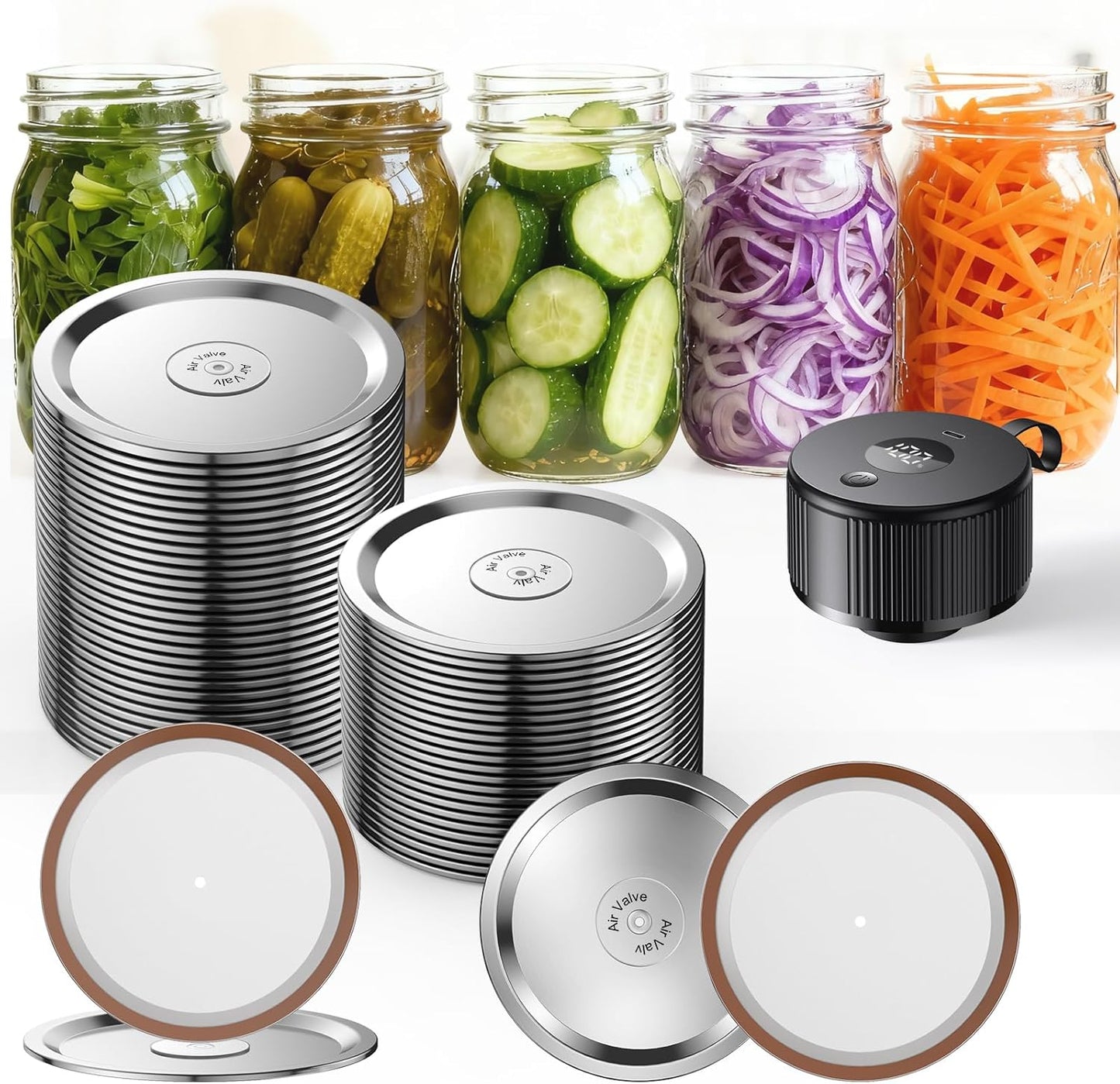 Wide Mouth Canning Lids - 24Pcs Split-Type Metal Mason Jar Lids | Food Grade, Airtight Fit for Ball & Kerr Jars