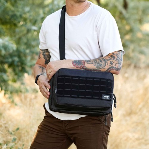 TUVALOR Gun Range Bag for 2 Pistols & Ammo - Spacious Design, with Two Handgun Pockets, Six Magazine Holders, Large Front Pocket and Padded Strap - Gun Bag with 3 Gun Cleaning Towels