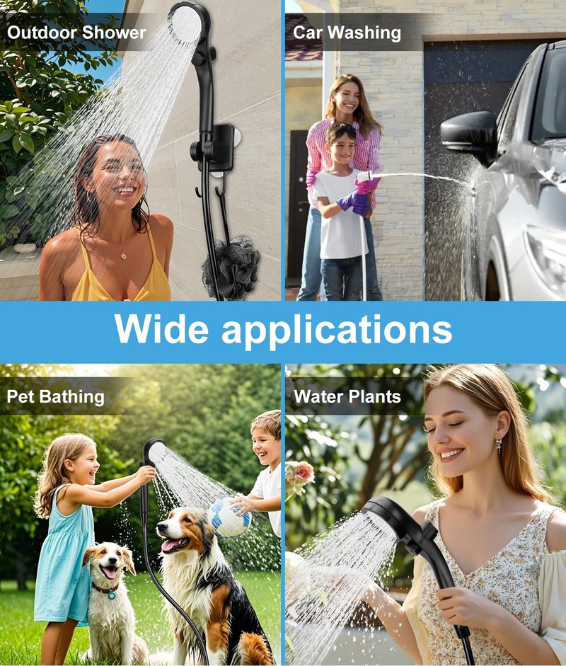 2026 Upgraded Portable Shower for Camping, 8000mAh Rechargeable Camping Shower with Fahrenheit Display, 10 Gear Switching, IPX8 Waterproof, Ideal for Outdoor Camping, Travel, Car Washing, Pet Bathing