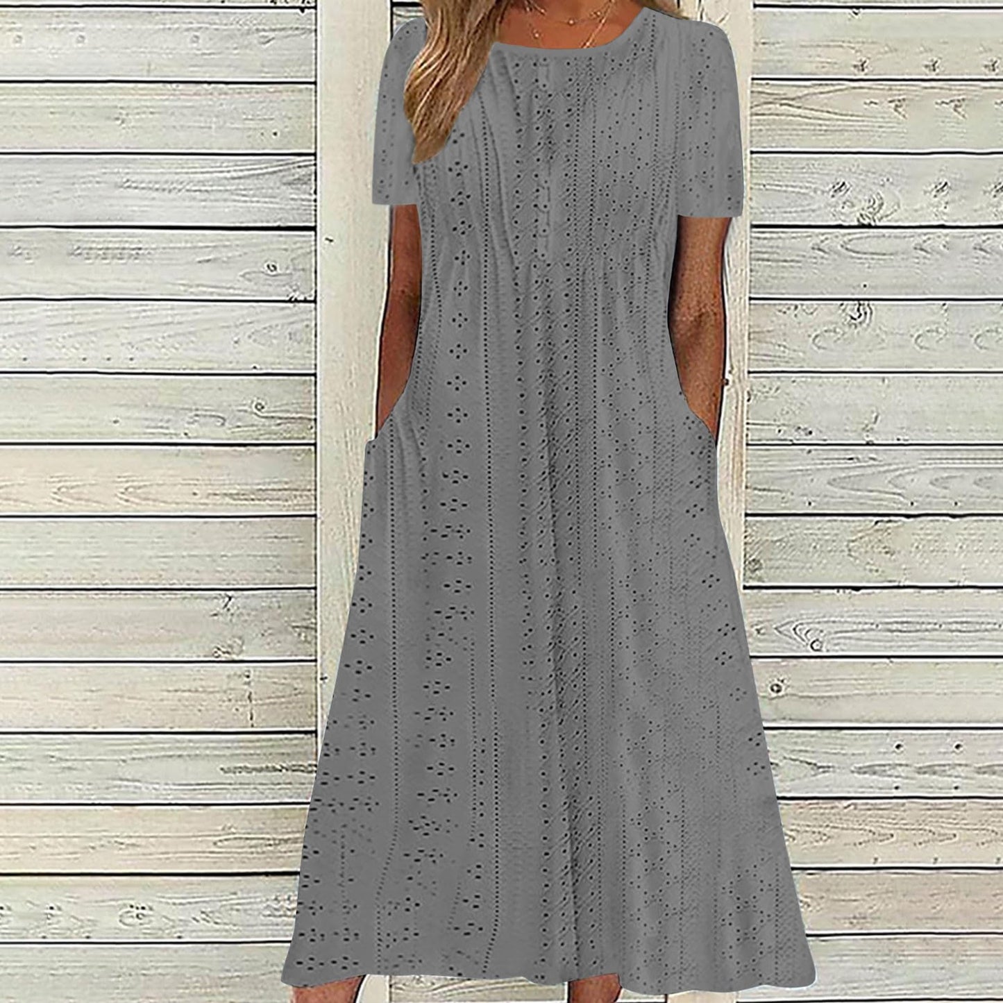 Casual Summer Dresses for Women Summer Dresses for Women 2024 Casual V Neck Boho Vacation Maxi Dress Flowy Short Sleeve Beach Mid Calf Dresses with Pockets Generic