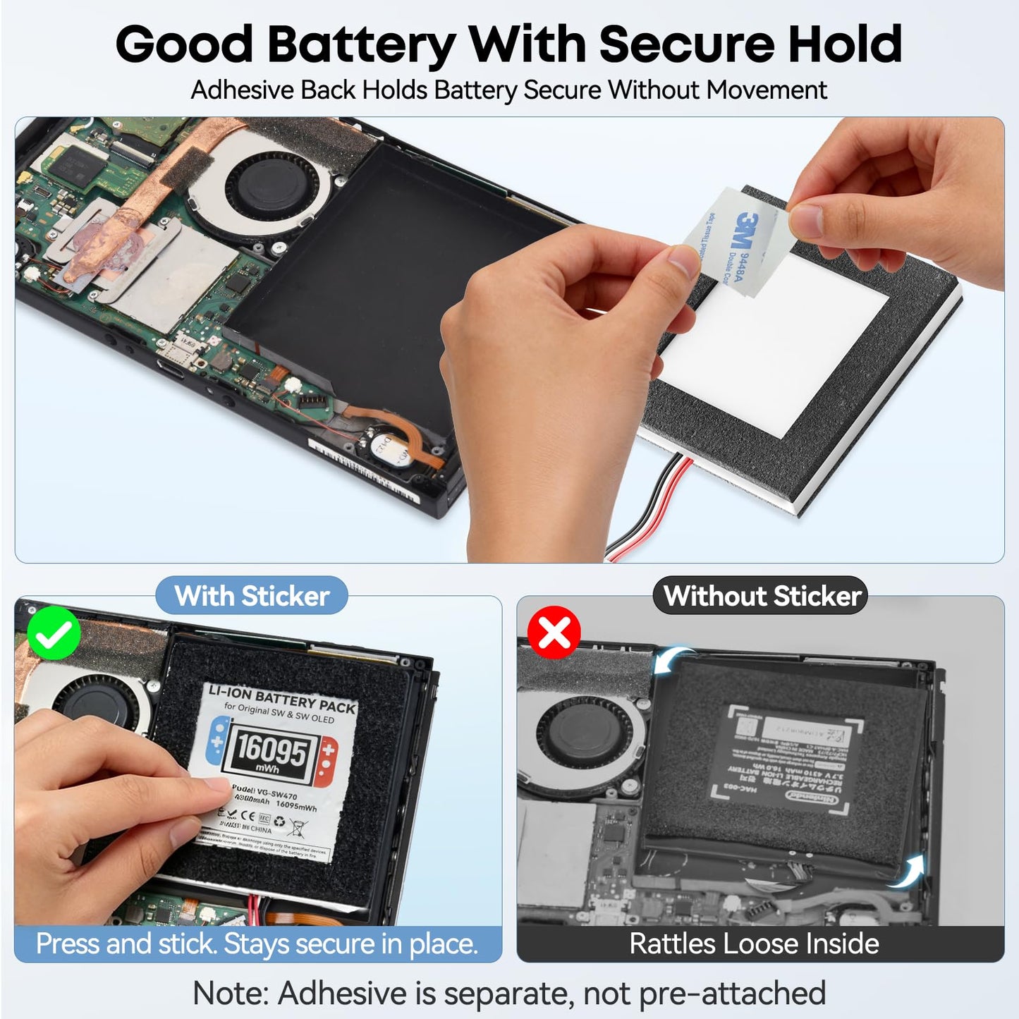 Kosker Switch 1 Battery Replacement Kit Compatible with Nintendo Console HAC-001 & OLED HEG-001, 16095mWh HAC-003 Switch Battery with Extra Repair Tools Kit for Extended Gaming, 1 Pack