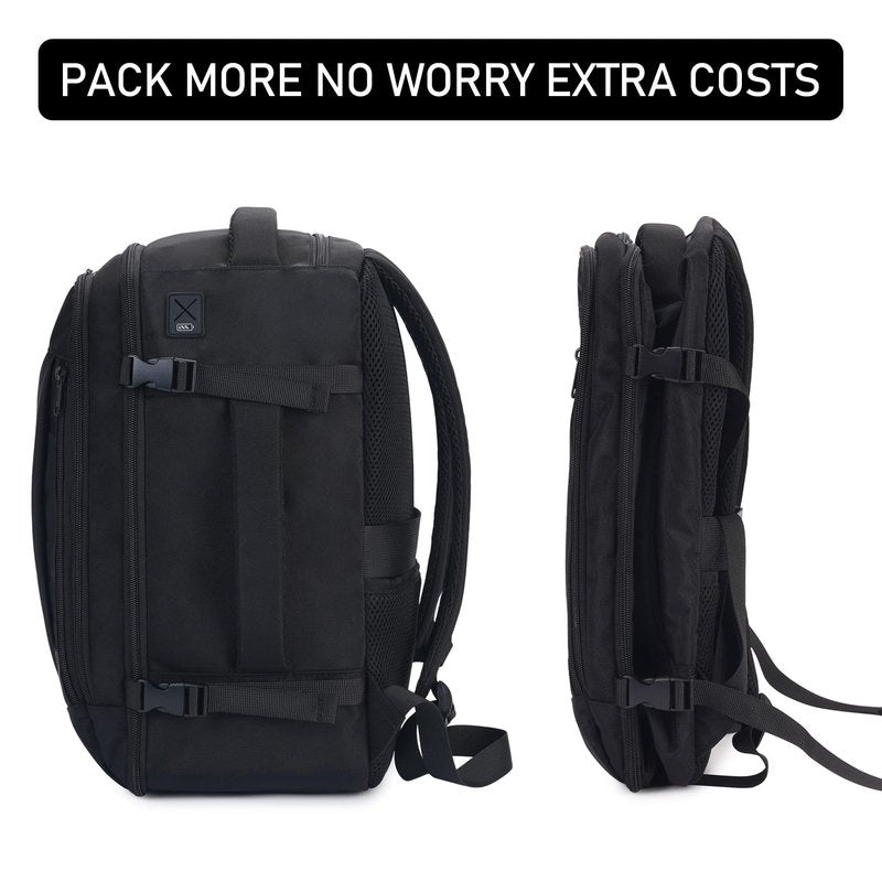 ECOHUB Travel Backpack 18x14x8 Spirit Airlines Personal Item Bag Carry On Backpack 13 Pockets Work Casual Daypack for Men Women Airline Approved Water Resistant Gym Backpack with Charging Port, Black