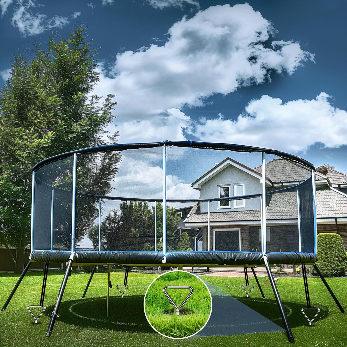 Payivsve Trampoline Stakes Anchors Ground Anchors Screw in, Silver-4Pack