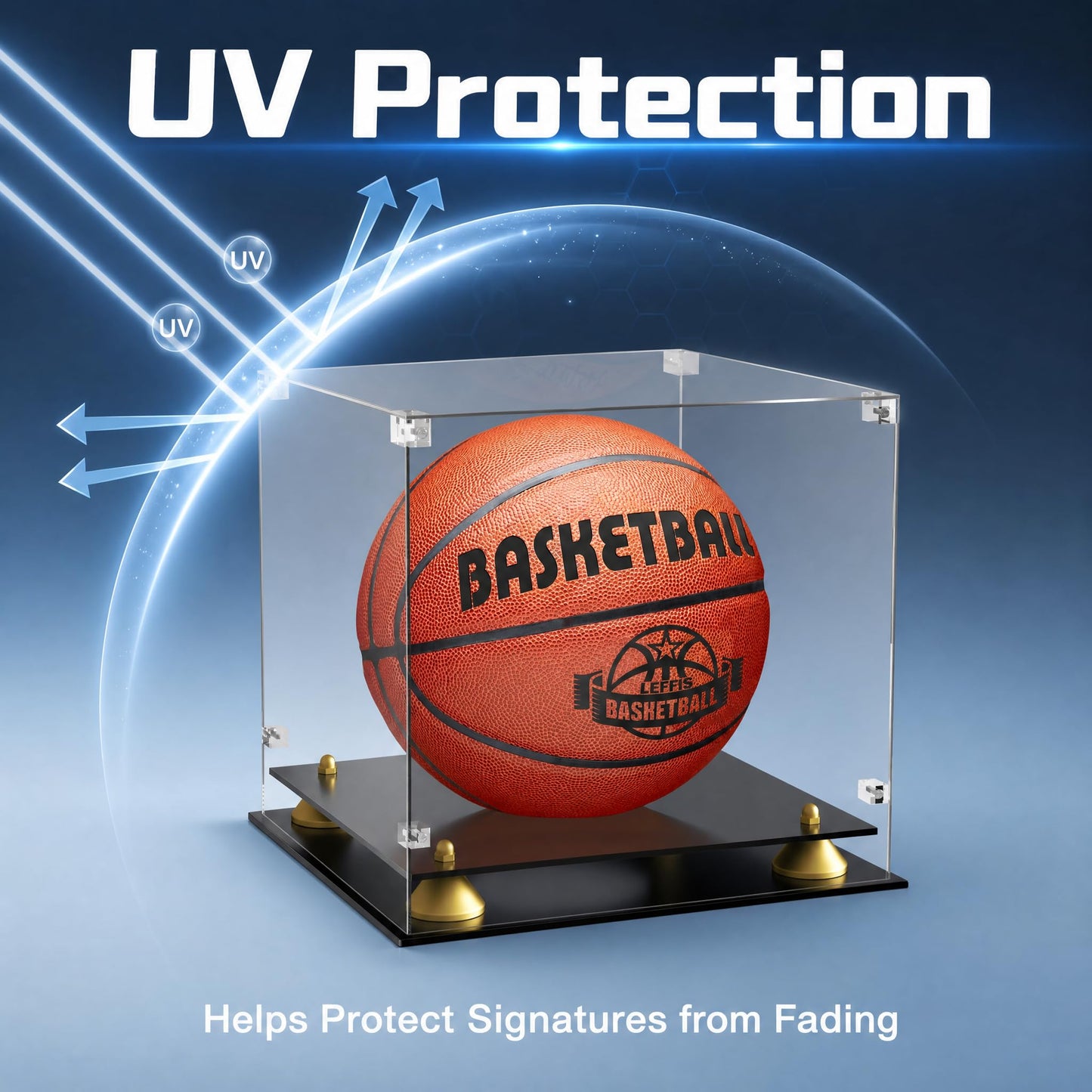 Basketball Display Case, Leffis Clear Acrylic Basketball Holder Display Box