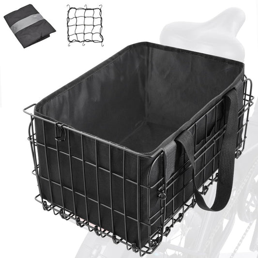 Zacro Bike Basket Rear Large Folding Metal Bicycle Ebike Basket, Quick Release Design for Adult Women/Men Carrying Dogs, Pets, Fruit & Grocery