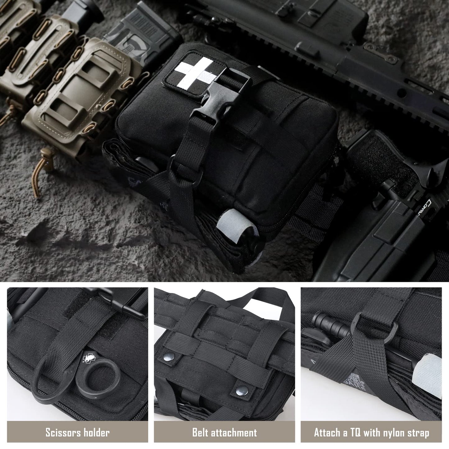 LIVANS Tactical IFAK Pouch, Rip Away Molle First Aid Bag Tear-Away Medical Pouch Emergency EMT Bag for Travel Outdoor Hiking(Pouch Only, First Aid Kits NOT Included)