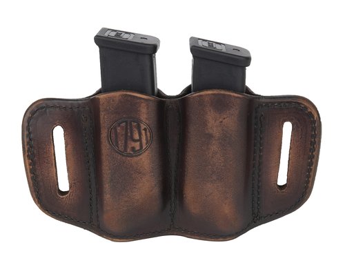 1791 Gunleather 2.2 Mag Holster - Double Mag Pouch for Double Stack Mags, OWB Magazine Pouch for Belts - Classic Brown, Stealth Black, Black & Brown and Signature Brown (Vintage Brown)