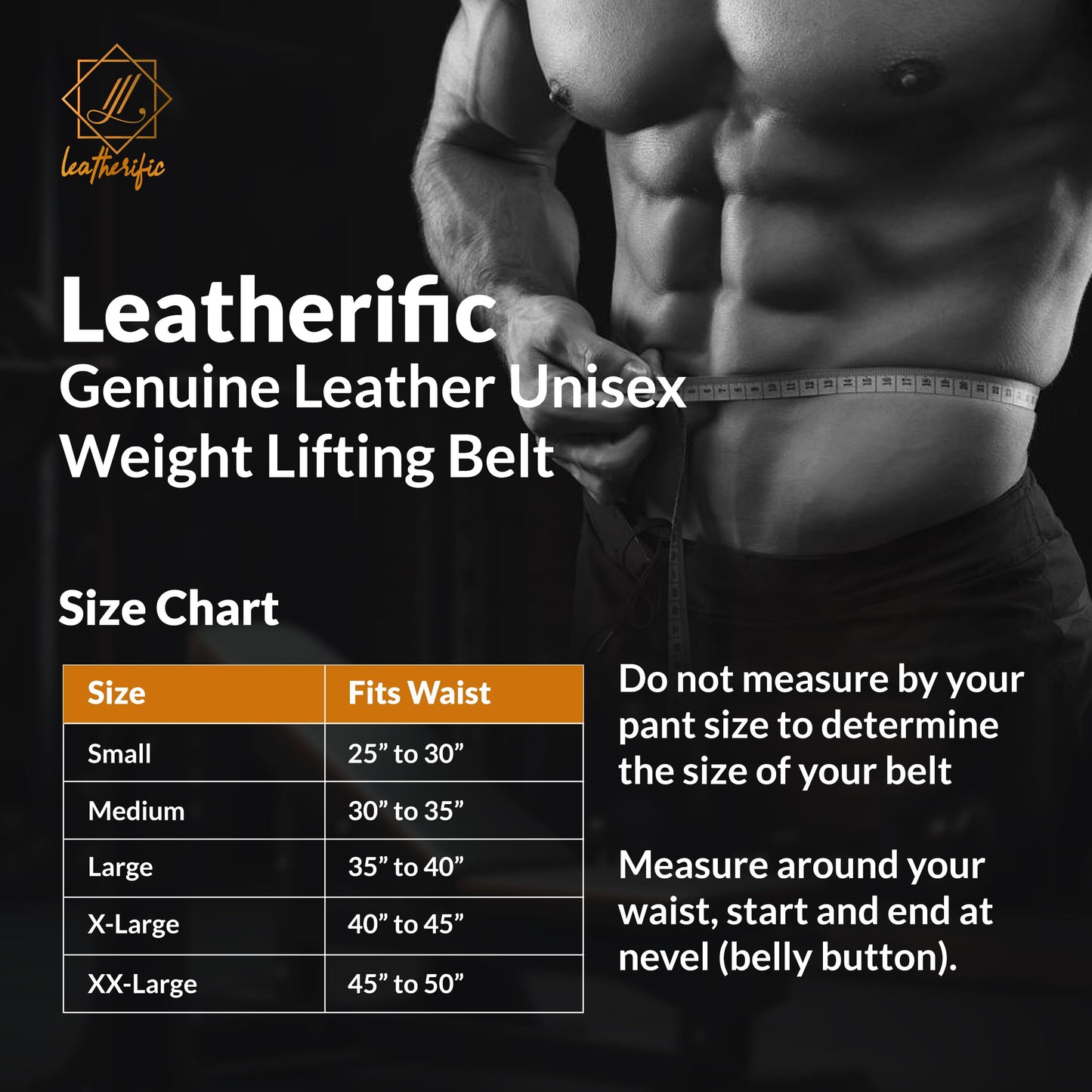 Leatherific | Genuine Leather Weight Lifting Belt | 8 mm Thick, 4" Wide | Heavy duty, Padded, Steel Buckle | For Bodybuilding, Cross Training, Weight Training, Lumbar Support (XL(Fits 40"-45"), Pecan