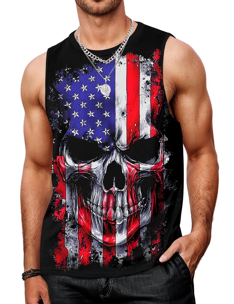 Indoner Mens Graphic Tank Tops Workout Sleeveless Shirts Hawaiian Palm Tree Vacation Tanks for Men Summer Beach T-Shirt