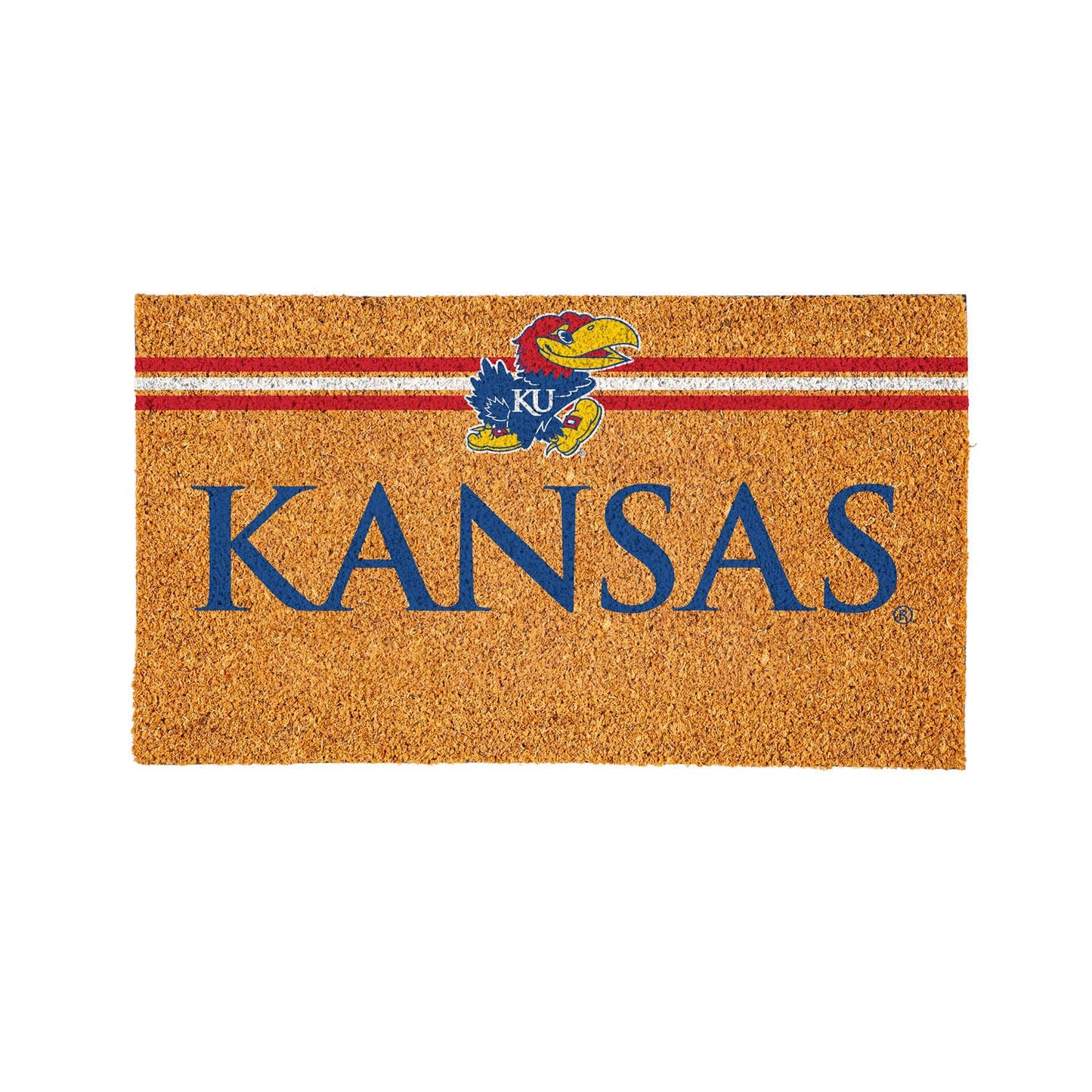 Team Sports America NCAA University of Kansas College Personalized Coir Door Mat, 18 x 30 Inches Custom Name Doormat, Front Door Welcome Mats