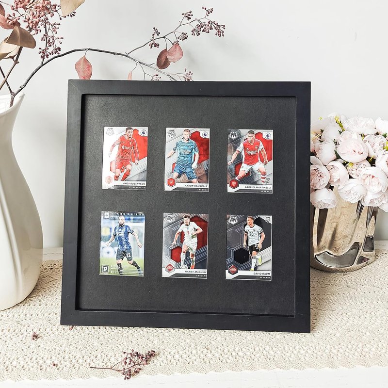 Baseball Display Card Box - 6 Graded Sports Trading Card Frames with UV Protection | Black