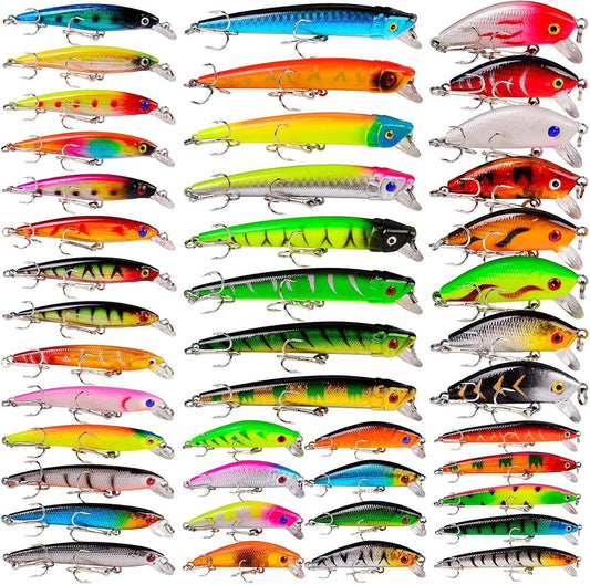 Bass Fishing Lures Kit - Topwater Hard Baits & Crankbaits for Freshwater & Saltwater | 12-Piece Set