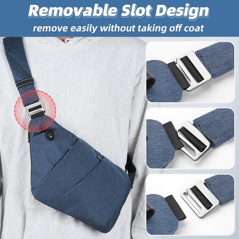 VADOO Sling Bag - Anti-theft Crossbody Shoulder Bag for Men and Women (Navy Blue)