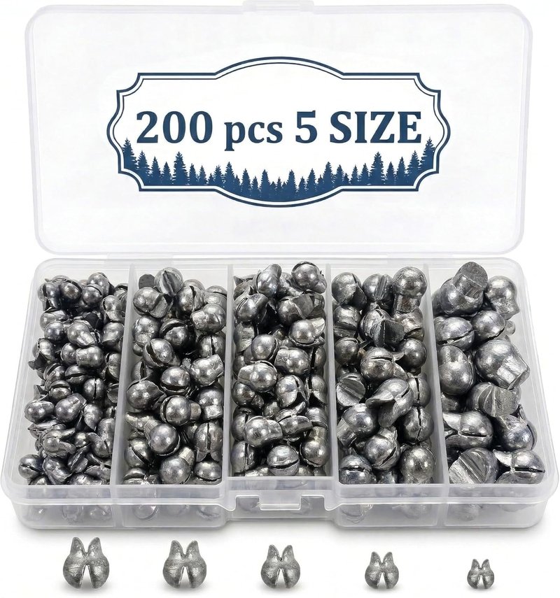 Premium Split Shot Fishing Weights - 200/350 Pcs Removable Leakproof Sinkers for Freshwater & Saltwater | 5/6 Sizes