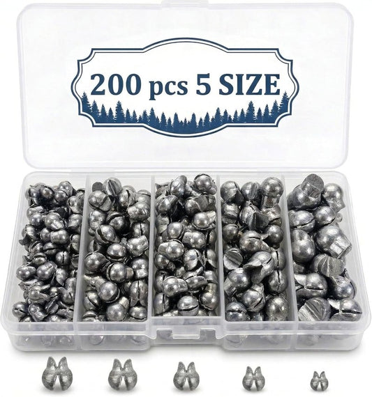Premium Split Shot Fishing Weights - 200/350 Pcs Removable Leakproof Sinkers for Freshwater & Saltwater | 5/6 Sizes